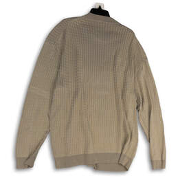 Mens Beige Round Neck Long Sleeve Knitted Pullover Sweater Size 2XT alternative image