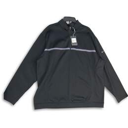 NWT Nike Mens Black Mock Neck 1/4 Zip Long Sleeve Pullover Sweater Size XXL