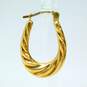 14K Yellow Gold Swirl Oblong Hoop Earrings 1.6g image number 2
