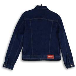 Calvin Klein Womens Blue Denim Long Sleeve Button Front Jean Jacket Size L alternative image