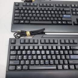 (B) Lot of Two Lenovo USB PC Keyboards Model KB10212 & KU-0225 Untested alternative image