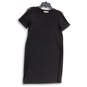 Womens Black Short Strappy Sleeve Crew Neck Pullover Shift Dress Size XS image number 1