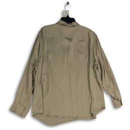 NWT Womens Beige Spread Collar Long Sleeve Button-Up Shirt Size 3X alternative image
