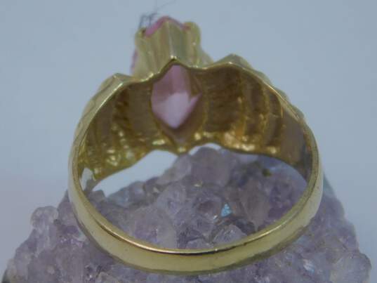 Vintage 14K Yellow Gold Pink CZ Solitaire Ring 4.4g image number 6