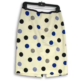 Talbots Womens White Black Polka Dot Knee Length Straight & Pencil Skirt Size 8