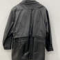Womens Black Leather Shawl Collar Long Sleeve Single Breasted Jacket Size L image number 2
