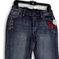 NWT Womens Blue Medium Wash Embroidered Pockets Straight Leg Jeans Size 14 image number 3