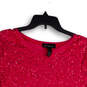NWT Womens Pink Sequin Short Sleeve Round Neck Pullover Blouse Top Size XL image number 3