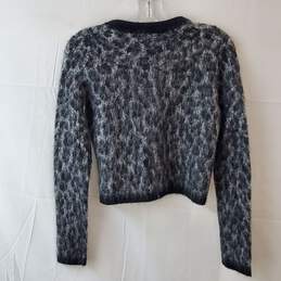 Michael Kors Wool Blend Gray Leopard Print Fuzzy Cropped Sweater Size XXS alternative image