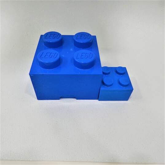 2 Lego Blue Storage Brick Cases Stackable 4 Knobs image number 1