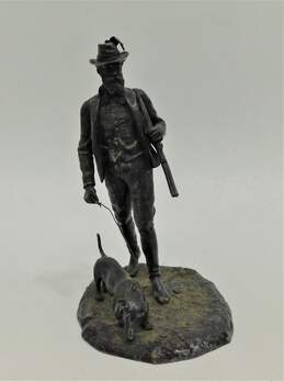 Unbranded Hunter Walking Dog Bronze Sculpture