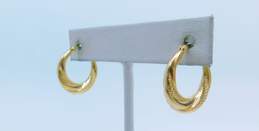 14K Yellow Gold Patterned Hoop Earrings 1.9g alternative image