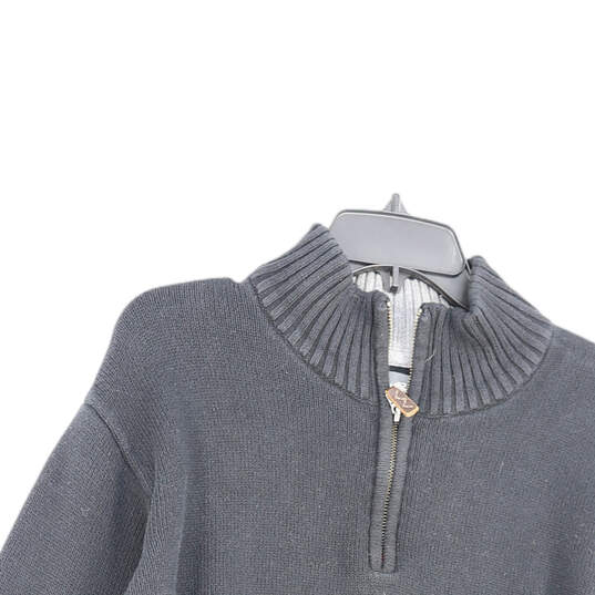 Mens Black Mock Neck Quarter Zip Long Sleeve Pullover Sweater Size 2XL image number 3
