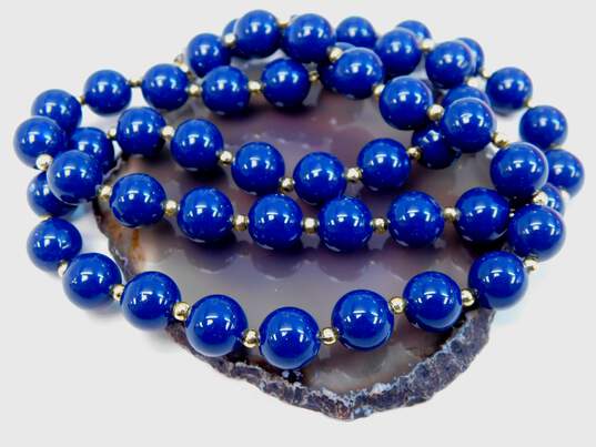 VNTG Navy Blue & Mixed Metals Beaded Necklaces image number 4