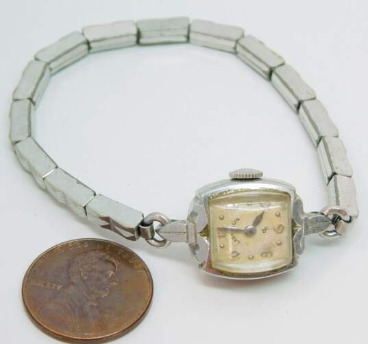 Women's VNTG Elgin White Gold Filled 21j Mechanical Watch image number 6
