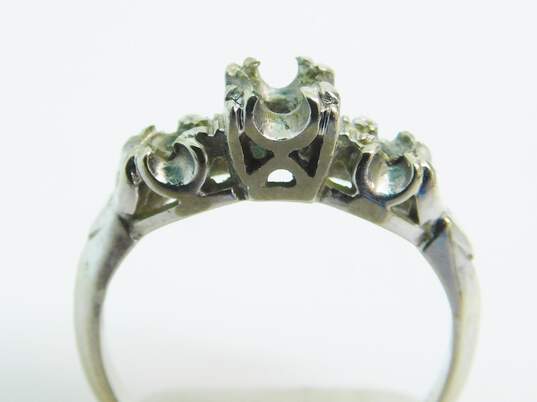Antique 13K White Gold Trio Ring Setting 2.0g image number 7