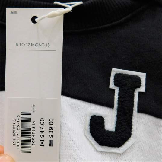 Black White Gray Color Block Letter J Monogram Baby Sweater NWT image number 4