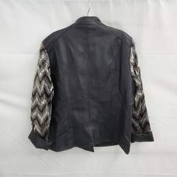 Nanette Lepore Sequin Zip Up Faux Leather Jacket Size XL alternative image