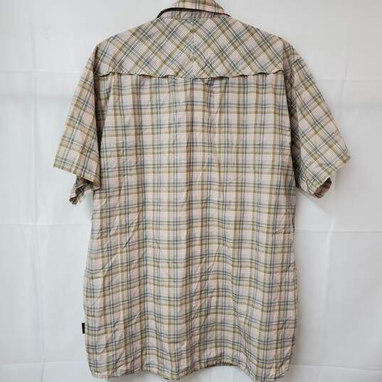 Patagonia Short Sleeves Snap Front Plaid Brown/Pink Shirt Women's XXL image number 3