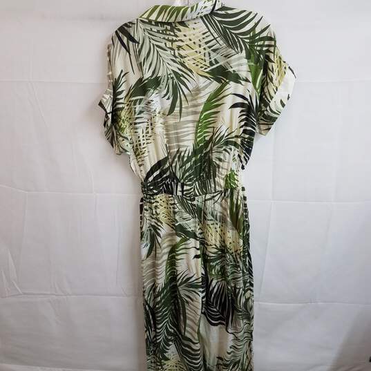 Zara short sleeve green tropical print jumpsuit women's XS image number 2