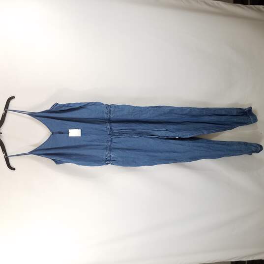 Buy the Calvin Klein Women Blue Denim Jumpsuit 14 NWT | GoodwillFinds