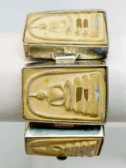 925 Thai Buddhist Phra Somdej Amulet Link Statement Bracelet 70.3g
