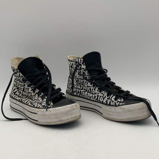Womens Chuck Taylor All Star Black White High Top Lace Up Sneaker Shoes Size 7 image number 2