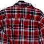 Mens Red Black Plaid Pocket Collared Long Sleeve Button-Up Shirt Size XL image number 4