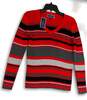 NWT Womens Multicolor V-Neck Long Sleeve Knitted Pullover Sweater Size PM image number 1