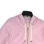 Womens Pink Long Raglan Sleeve Pockets Drawstring Full Zip Hoodie Size M image number 3
