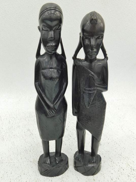 African Tribal Warrior Men And Women Hand Carved Statue Figures Made In Kenya image number 8