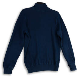Mens Blue Knitted Long Sleeve Mock Neck 1/4 Zip Pullover Sweater Size M alternative image