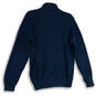 Mens Blue Knitted Long Sleeve Mock Neck 1/4 Zip Pullover Sweater Size M image number 2