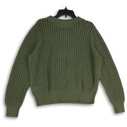 NWT Womens Green Crochet Long Sleeve Crew Neck Pullover Sweater Size XL alternative image