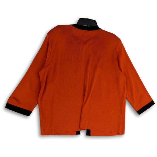 Womens Orange Black Knitted Long Sleeve Open Front Cardigan Sweater Size XL image number 2