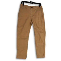 Womens Brown Flat Front Slash Pocket Straight Leg Chino Pants Size 4