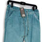 NWT Womens Blue Drawstring Elastic Waist Raw Hem Jogger Pants One Size image number 3