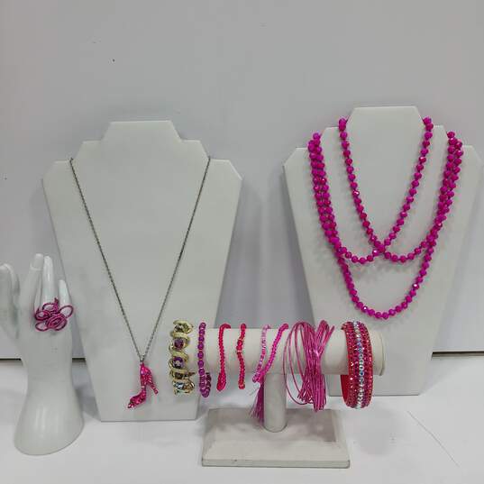 Assorted Pink Toned Fashion Jewelry Lot of 11 image number 1