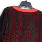 NWT Womens Black Red Eyelet V-Neck Long Sleeve Sheath Dress Size M image number 2