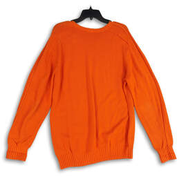 Womens Orange Knitted Long Sleeve Crew Neck Pullover Sweater Size 6 alternative image
