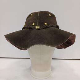 Brown Suede Floppy Hat Women's Size L