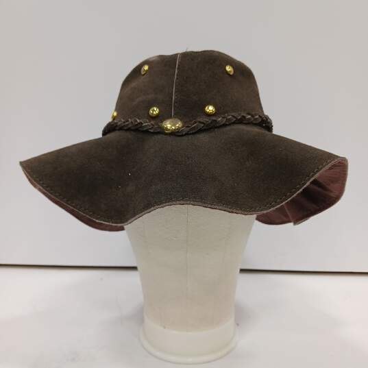 Brown Suede Floppy Hat Women's Size L image number 1