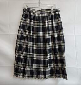 Wool Pleated Plaid Skirt Sz 42 alternative image