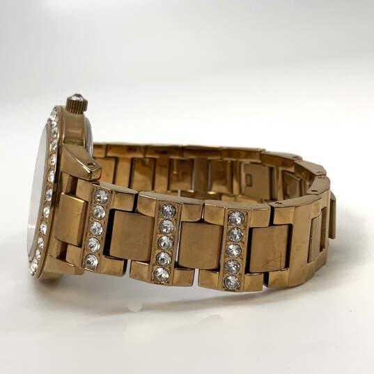 Designer Fossil Gold-Tone Rhinestone Stainless Steel Analog Wristwatch image number 3