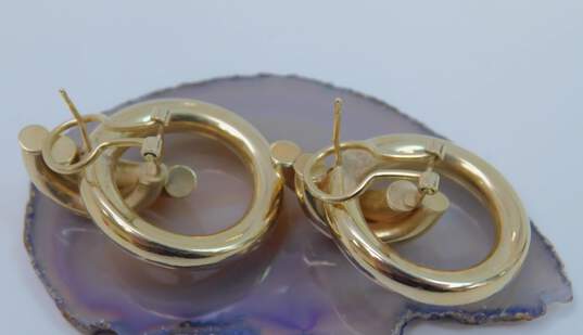 14K Yellow Gold Circle Statement Omega Pierced Earrings 7.6g image number 3