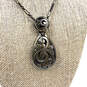 Designer Brighton Silver-Tone Link Chain Teardrop Shape Pendant Necklace image number 4
