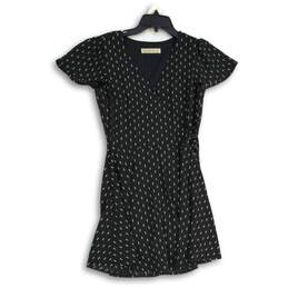 Abercrombie & Fitch Womens Black White Polka Dot Short Sleeve Wrap Dress Size S