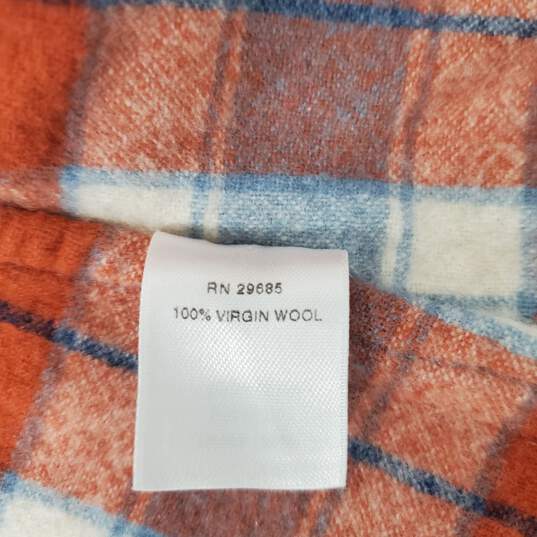 Pendleton Youth Blue & Orange Plaid 100% Virgin Wool Long Sleeve Shirt Size XS image number 4