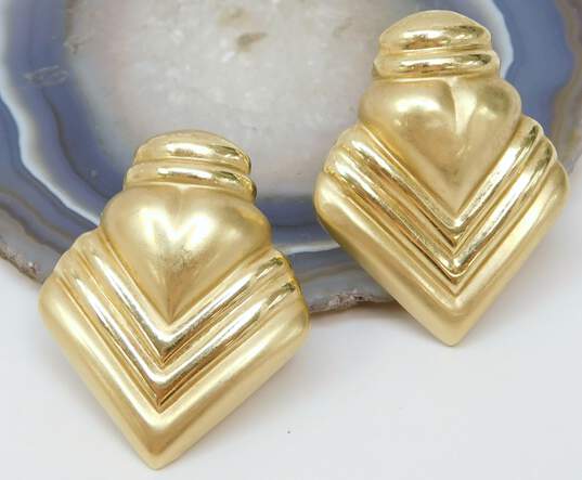 14K Yellow Gold Clip-On Statement Earrings 6.9g image number 5