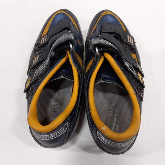 Mens Blue Black Synthetic Hook And Loop Low Top Almond Toe Cycling Shoes Size 7 image number 4